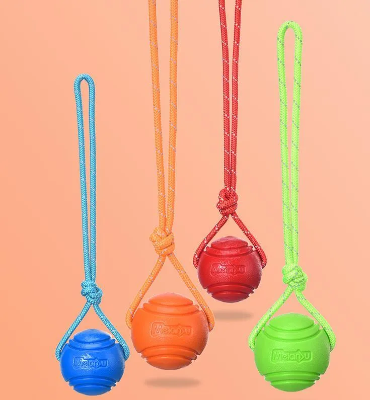 Huisdierhonden speelgoed onverwoestbare kauwen speelgoedballen met touw interactief speelgoed voor grote honden puppy bouncy rubberen vaste bal