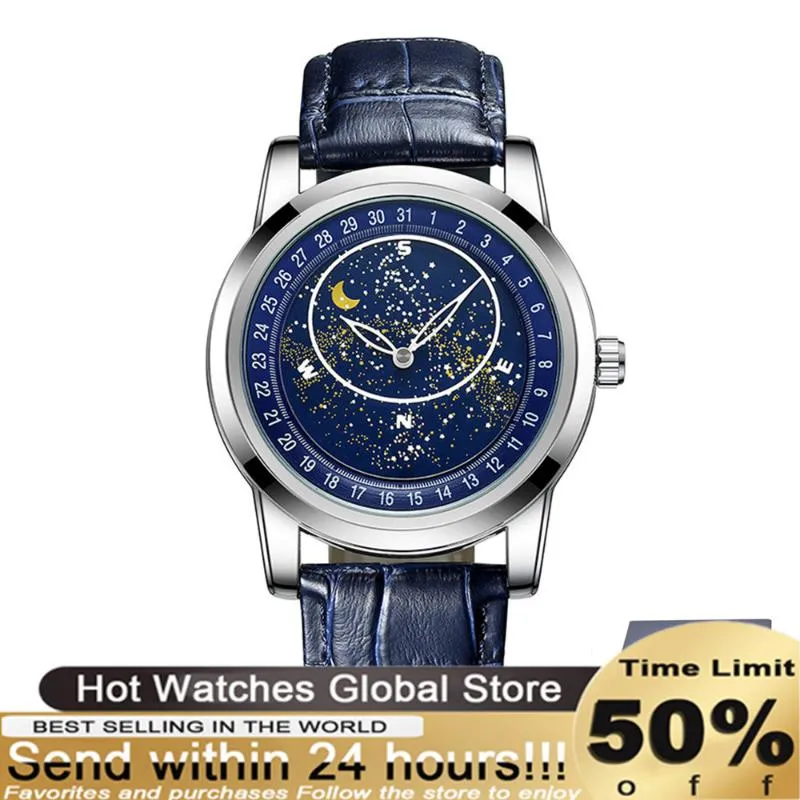 Wristwatches Antique Design KIMSDUN Fashion Full Automatic Gypsophila Dial Watches For Men Leather Strap Quartz Watch Wristwatch Luminous