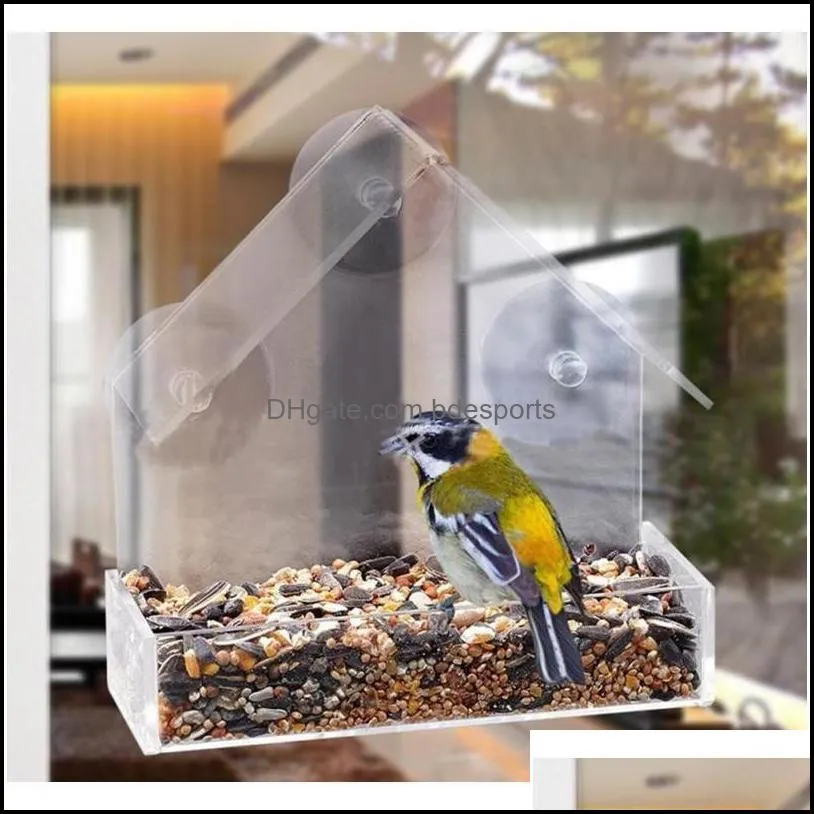 New Acrylic Clear House Window Bird Feeder Birdhouse Bi jllSim yummy_shop