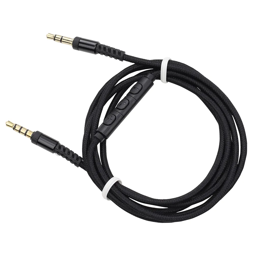 1.2m 3,5 mm jackhane till manlig ljudkabel Stereo Aux -kablar med MIC Volymkontroll för bilens hörlurar Mobiltelefonhögtalarlinje