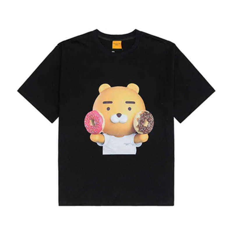 New Summer Chao Brand Doughnut Adlv Cartoon Bear Short Sleeve T-shirt for Men And Women Lovers Ins 4 t-shirt fashion tshirts brands