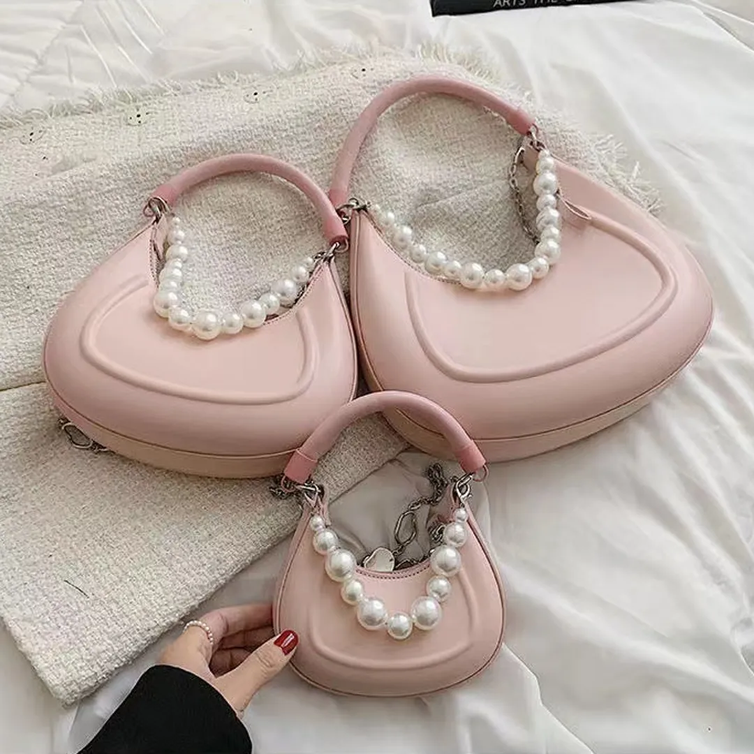 3 Sizes Pearl Chain Shoulder Bags Fashion Luxury Double