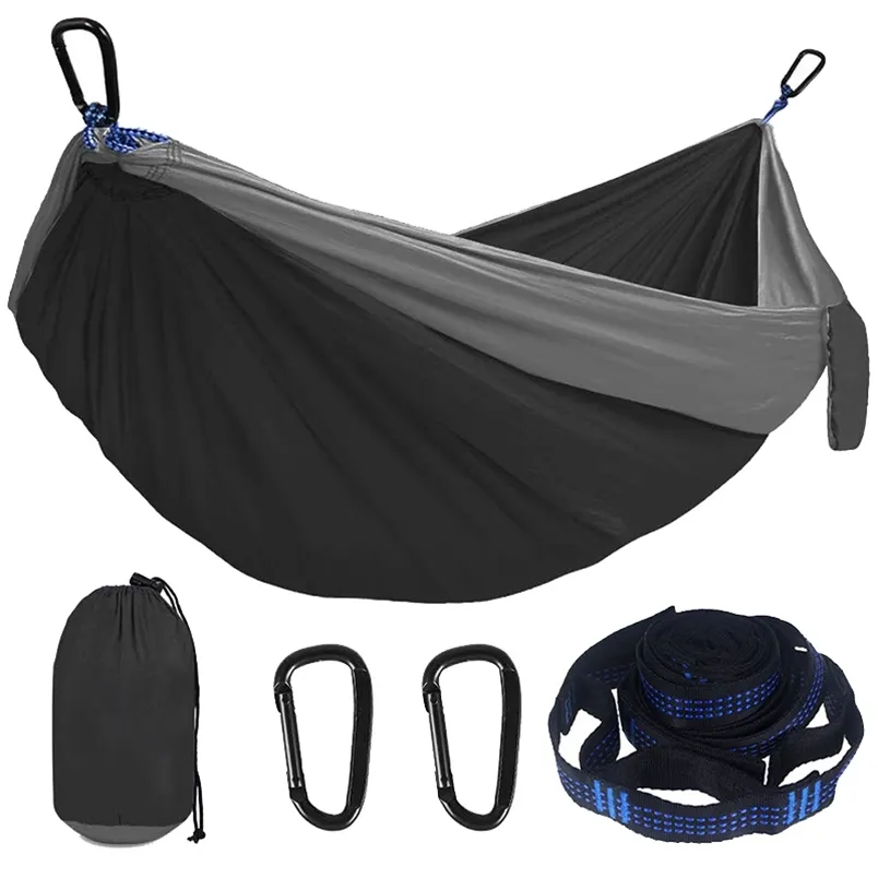 Hamac de Camping Double hamac léger simple avec cordes suspendues pour sac à dos randonnée voyage plage jardin 220606