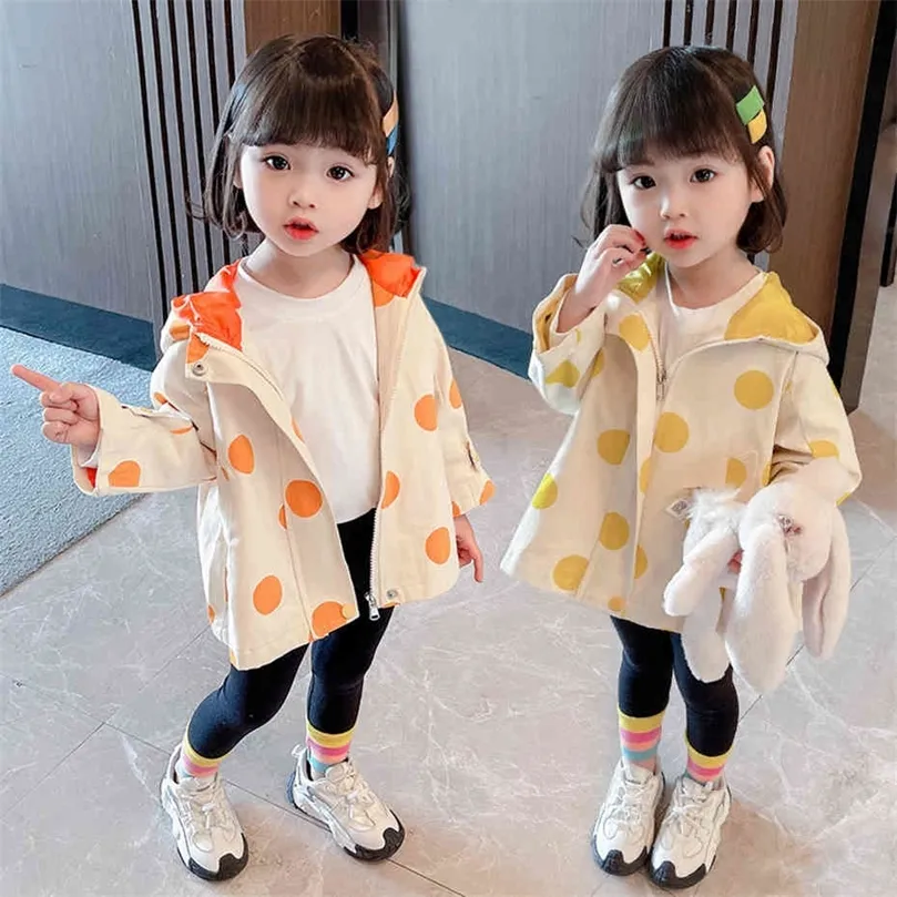 Пальто для девочки Dot Girl Coats Kids Casual Style Kide Heald Spring осень зимняя детская одежда 210412