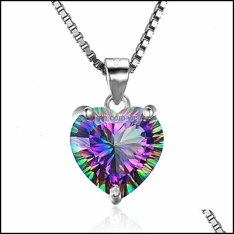 wholesale fashion multi colored women minimalist jewelry necklace crystal heart necklace