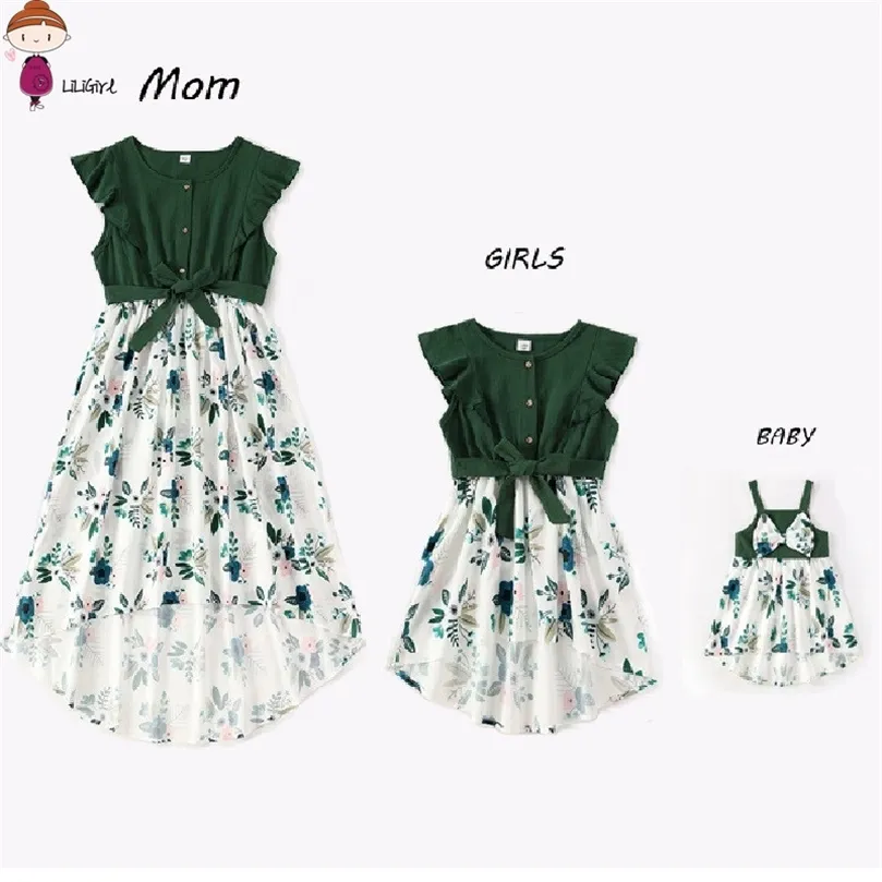 Mãe Irregular Filha Macthing Dresses Family Conjunto Mãe mãe bebê mamãe e eu roupas moda feminina garotas de algodão vestido 220531