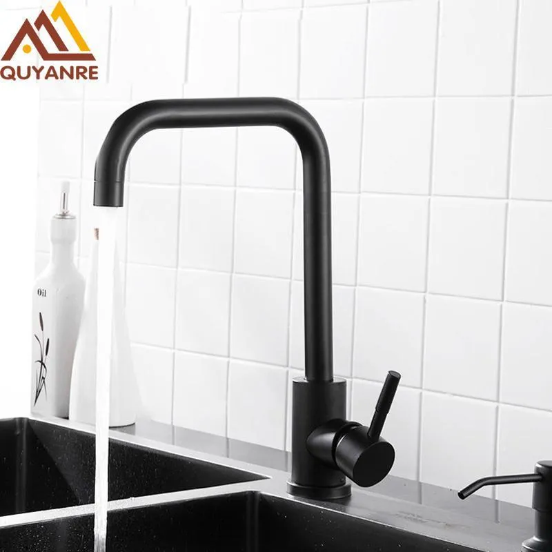quyanre wanfan gappo flg kitchen faucet matte black kitchen faucet single handle mixer tap hot cold water crane for kitchen