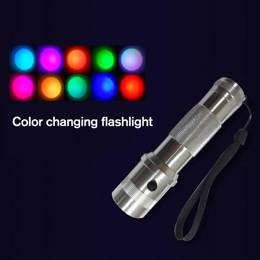 Colorshine Color Changing RGB LED -zaklamp 3w aluminium legering Edison Multicolor Rainbow Torch voor Home Party Holiday245Z
