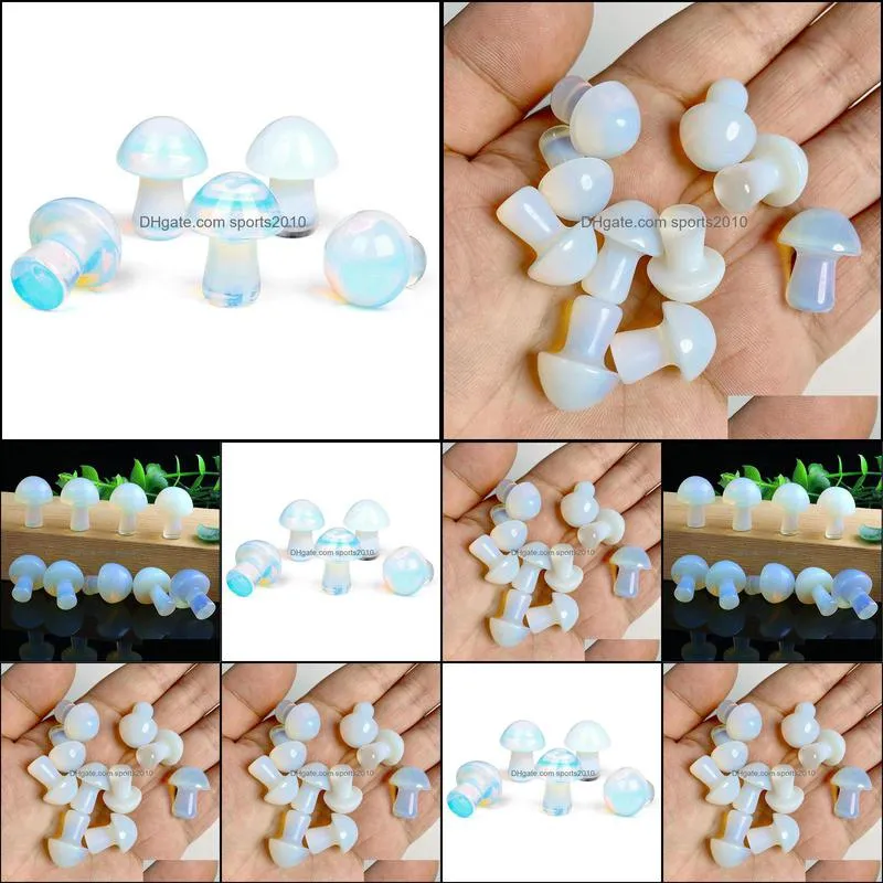 20mm mini opal glass stone mushroom plant statue ornament carving home decoration crystal polishing gem sports2010