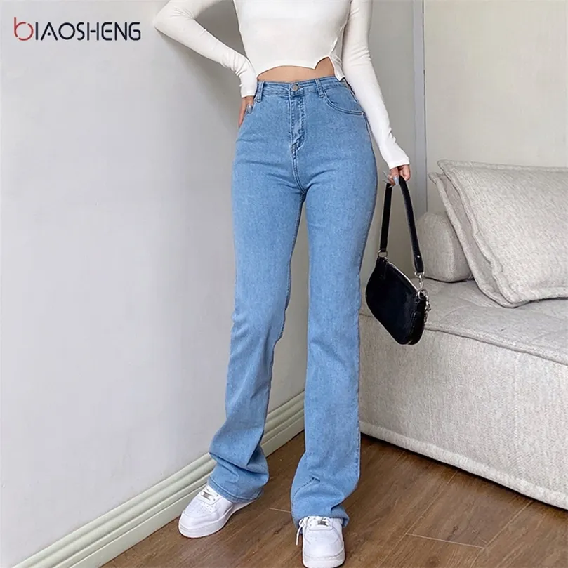 Damskie dżinsy dla dziewcząt rozciągnięcie prosto jeansy workowate mama dżinsowe szerokie spodnie estetyczne kobiety odzieży streetwearne mody 210302