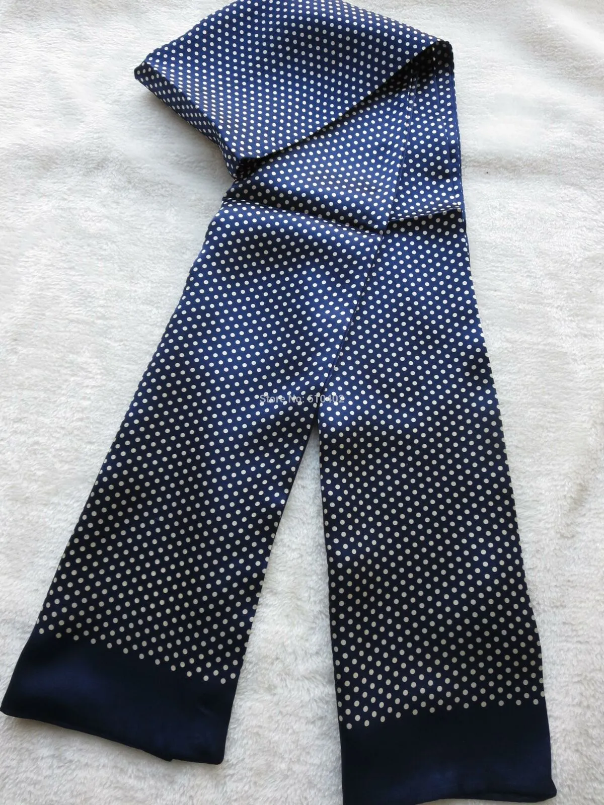 Men's 100% Silk Scarf Cravat Double Layer Neckerchief Silky Classic Blue