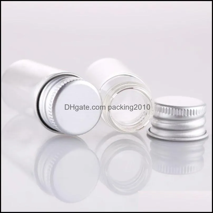 10ml 22x50x10MM Empty Jar Cosmetic Containers Glass Sample Bottle With Aluminium Cap Small Refillable Bottles Packaging