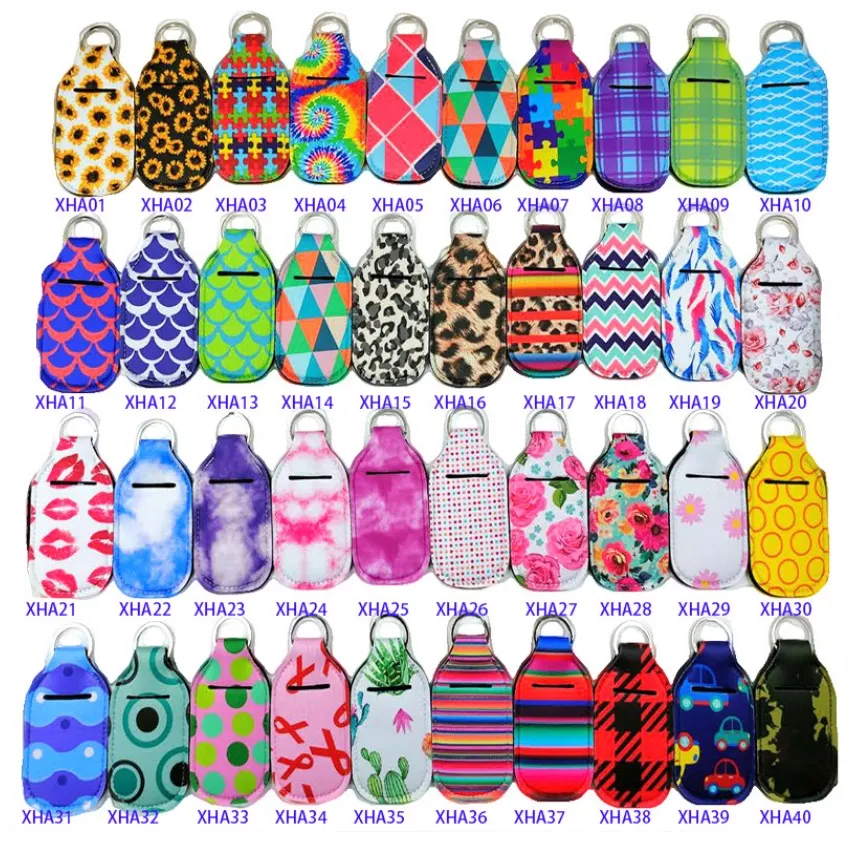 multicolor Customize Neoprene Hand Sanitizer Bottle Holder Keychain Bags 30ml Hands Sanitizers Bottles Chapstick Holders Bag With Baseball Keychains