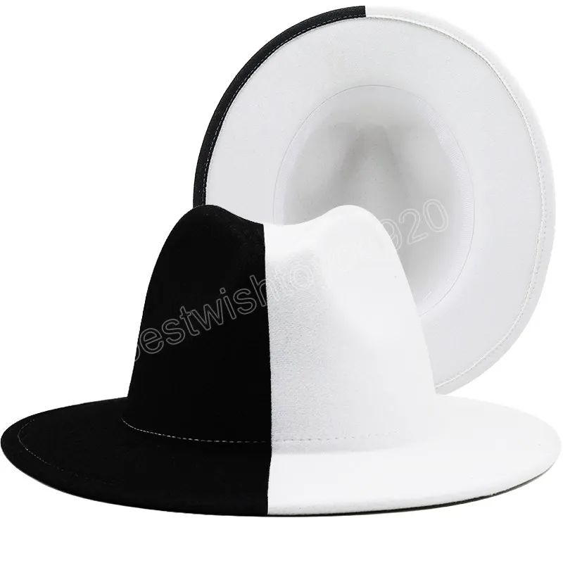 Premium Wide Brim Felt Fedora Unisex Patchwork Trilby Hat for Wedding  Party Shop Now!
