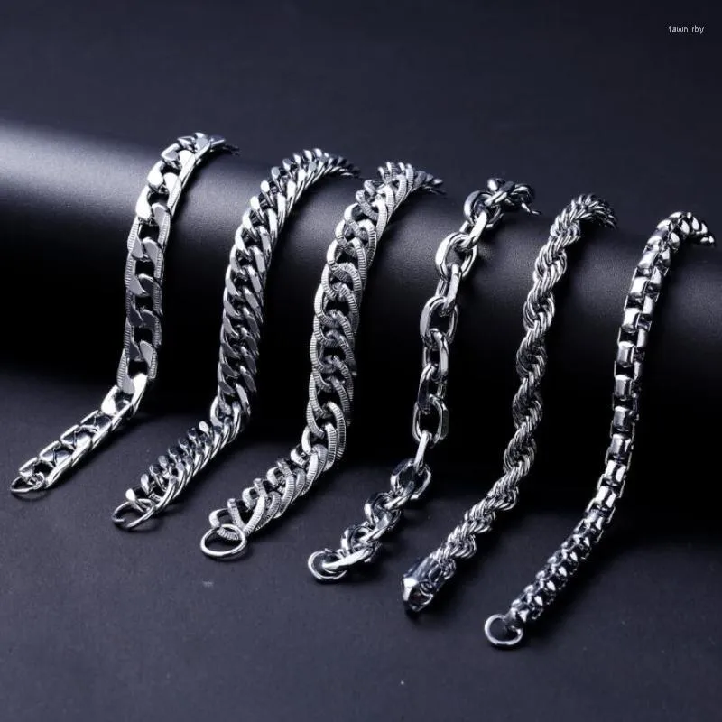 Łańcuch Link 316L Stal nierdzewna jazda na bicie geometria Grube bransoletki dla mężczyzn trend mody drobne bioder biżuterii prezenty Fawn22