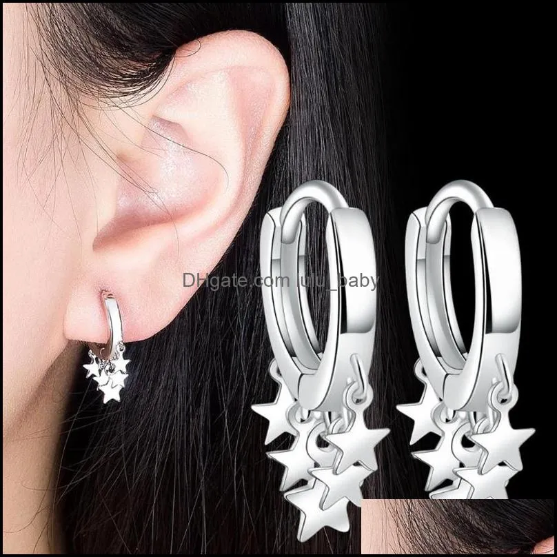 Body Arts Tattoos Art Health Beauty Five Star Dangle Earring Hoops 316L rostfritt stål Brosk Hoop örhängen Punk Ear Jewe Dhtju