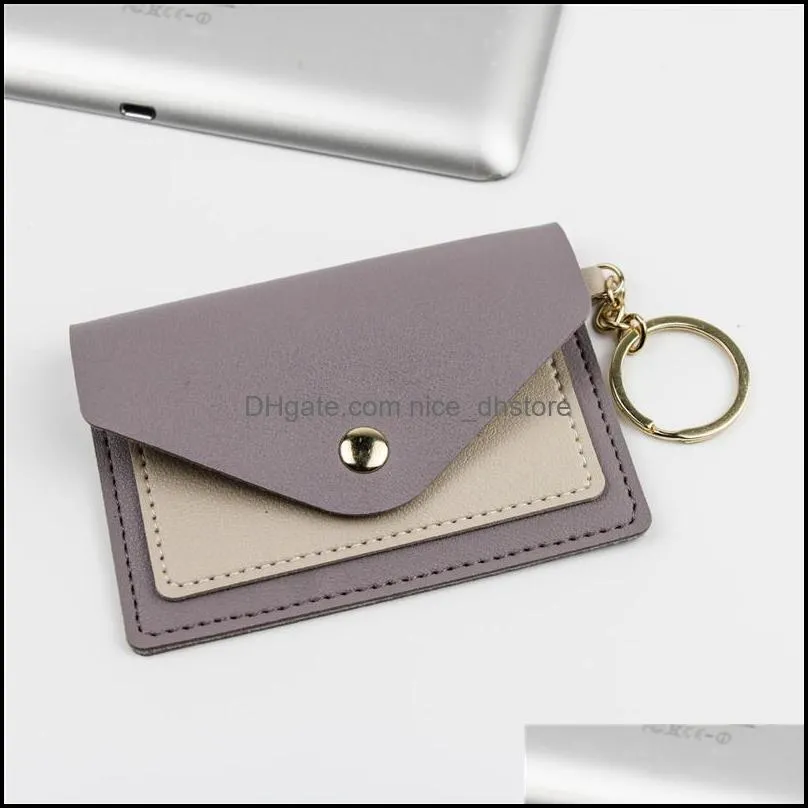 unisex key pouch fashion leather purse keyrings mini wallets coin credit card holder 7 colors