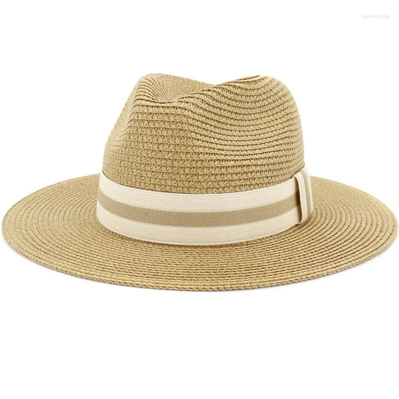 Szerokie brzegowe czapki HT3579 Panama Hat Unisex Summer Sun for Women Man Man Mężczyzn UV Ochrona Travel Jazz Cap Foppy Beach Eger22