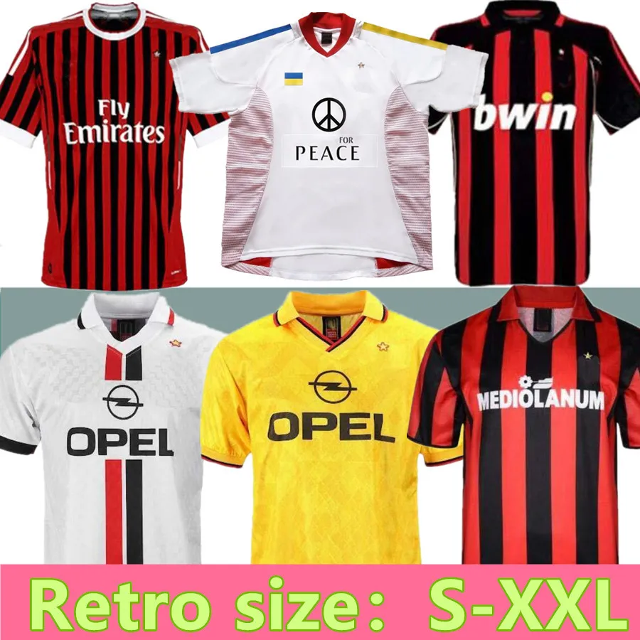 Manica lunga 90 91 Ac Retro maglie home 95 96 97 Gullit CALCIO JERSEY 01 02 03 Maldini Van Basten calcio KAKA Inzaghi 06 07 MILAN 2009 PIRLO SHEVCHENKO BAGGIO chn88