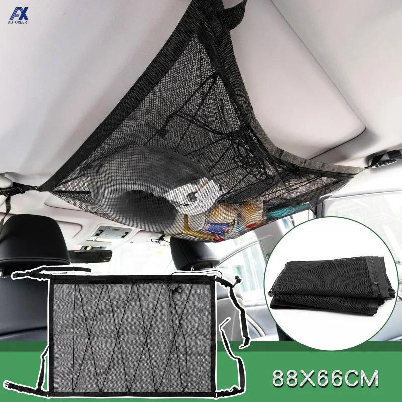 Car Organizer Cargo Net Mesh Soffitto Tasca portaoggetti Borsa da tetto interna Traspirante regolabile Custodia per riordino NetCar