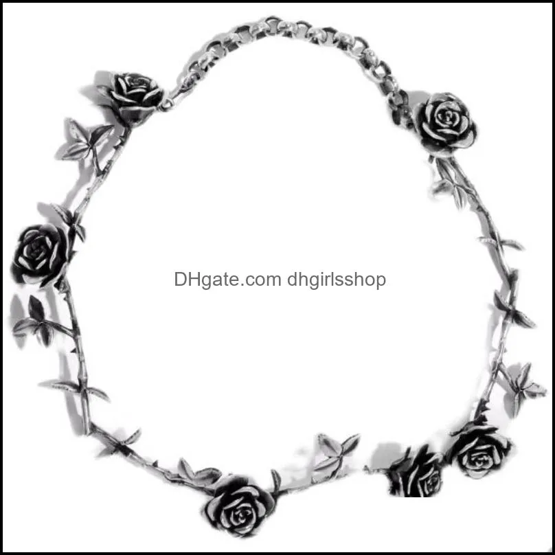 Erd Style Rose Necklace Bracelet Retro Ins Niche Design Men And Women Clavicle Chain Simple Light Luxury Fashion Jewelry Drop Delivery 2021