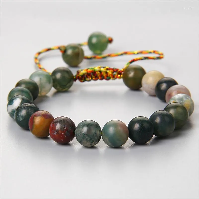 Hebras de cuentas Cuerda colorida Tejida a mano Moda Hombres Pulsera de mujer 8 mm Ojo de tigre natural Ágatas de labradorita Brazalete de piedra ajustable Kent22