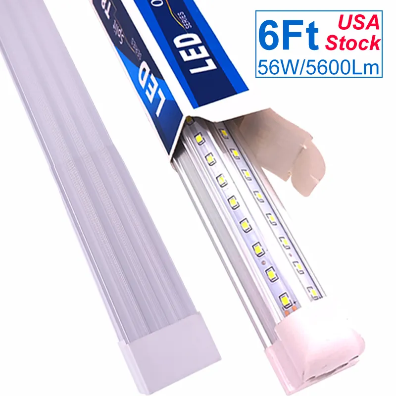6FT LED Lights, 70 polegadas 6 ft linkable lâmpadas de tubo integrado, V forma 56w 60W 6000lm, 6 'Luzes de refrigerador 6500K AC85-277V Direct Frete Frete Bar Estoque USEled