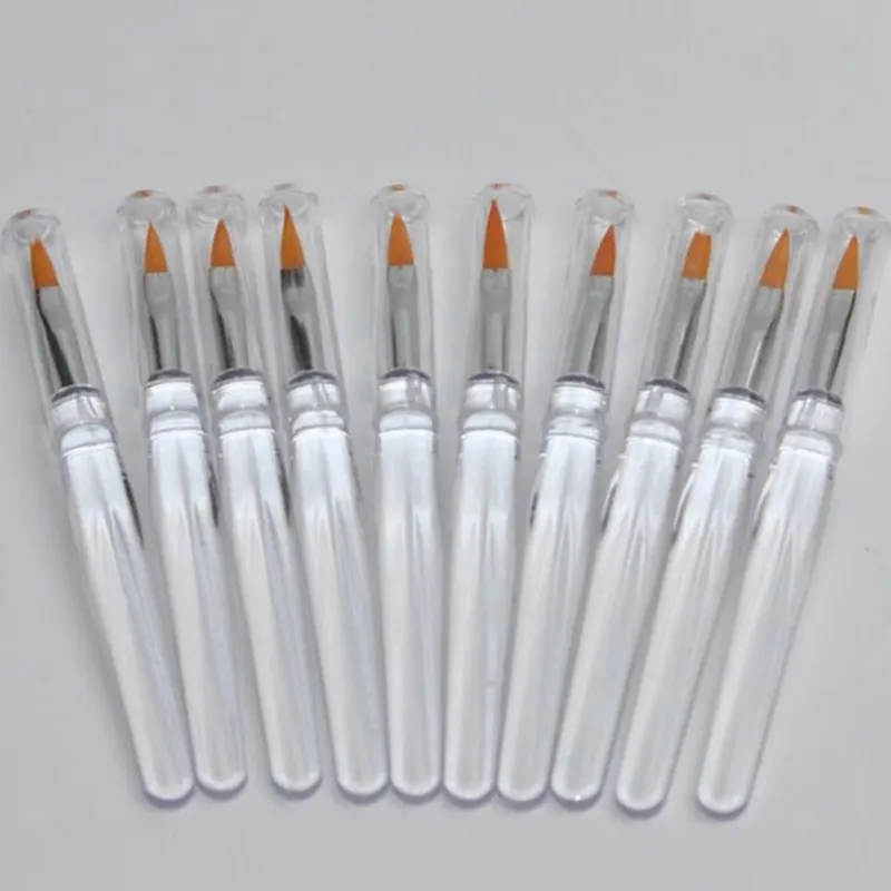 Lip Makeup Brush With Lid Transparent Small Size Lip Brush Yellow Fiber Wool Brush For Professional Lip Beauty