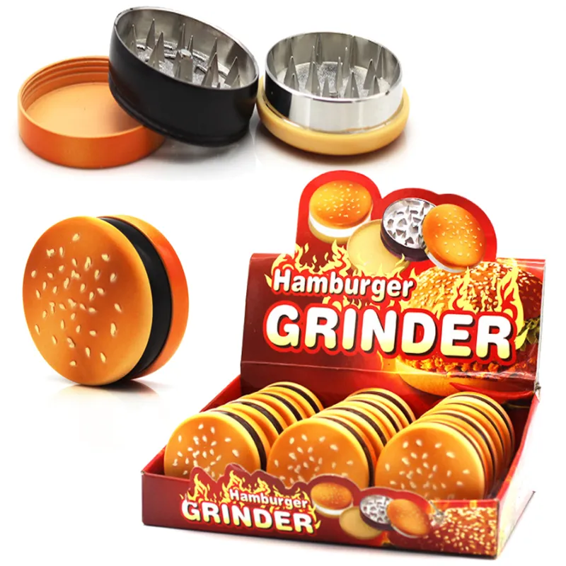 Hamburger Herb Grinder 3 Lager 55 mm diameter Torra ört Rökningslipare Plast Zinklegering Tobakverktyg Växtbaserad krossning