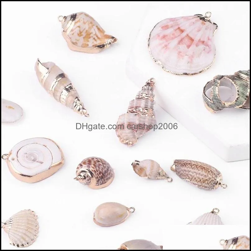 15 Styles Natural Shell Charms Tiny Conch Cowrie Sea Shells Pendant for DIY Jewelry Making Necklace Bracelet 1957 Q2