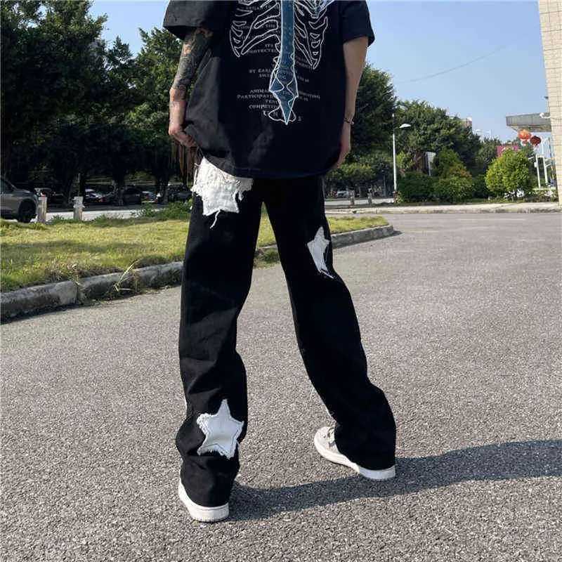 Men's Hip-hop Embroidered Printed Baggy Denim Jeans Pants Trousers