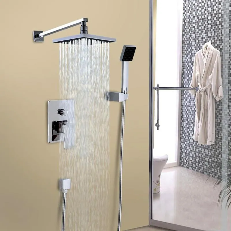 Wall Mounted Rainfall Shower Head Arm Control Valve Handspray Faucet Set Bathroom High Pressure Sale