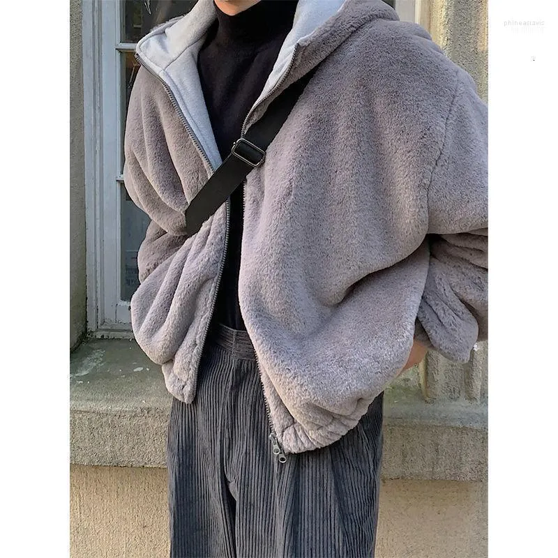 Parkas pour hommes hiver épais veste en peluche chaud mode décontracté rétro manteau à capuche hommes sauvage lâche coréen court hommes vêtements M-XL Phin22