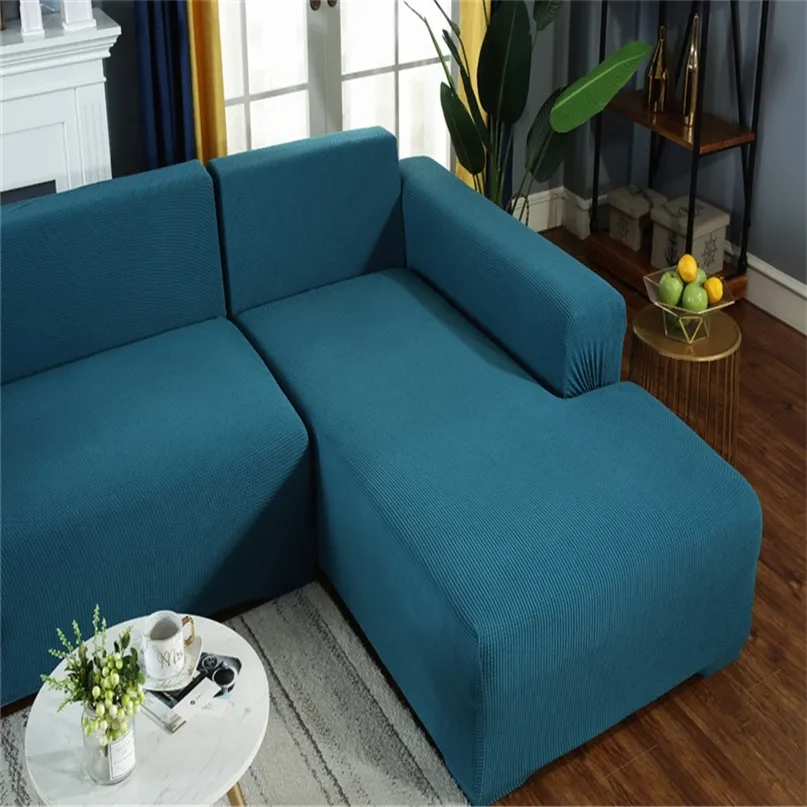 gruba sofa ochraniacza Jacquard Solid Printed Covery do salonu Couch Couch Corner Slipcover L Kształt 220615