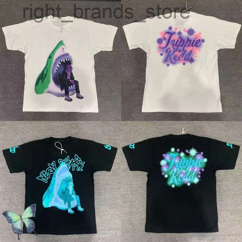 1400 Life s A Trip Rapper Limited Men Women Top Tee Sitting in the Neon Shark Mouth Funny Graffiti T-shirt W220810