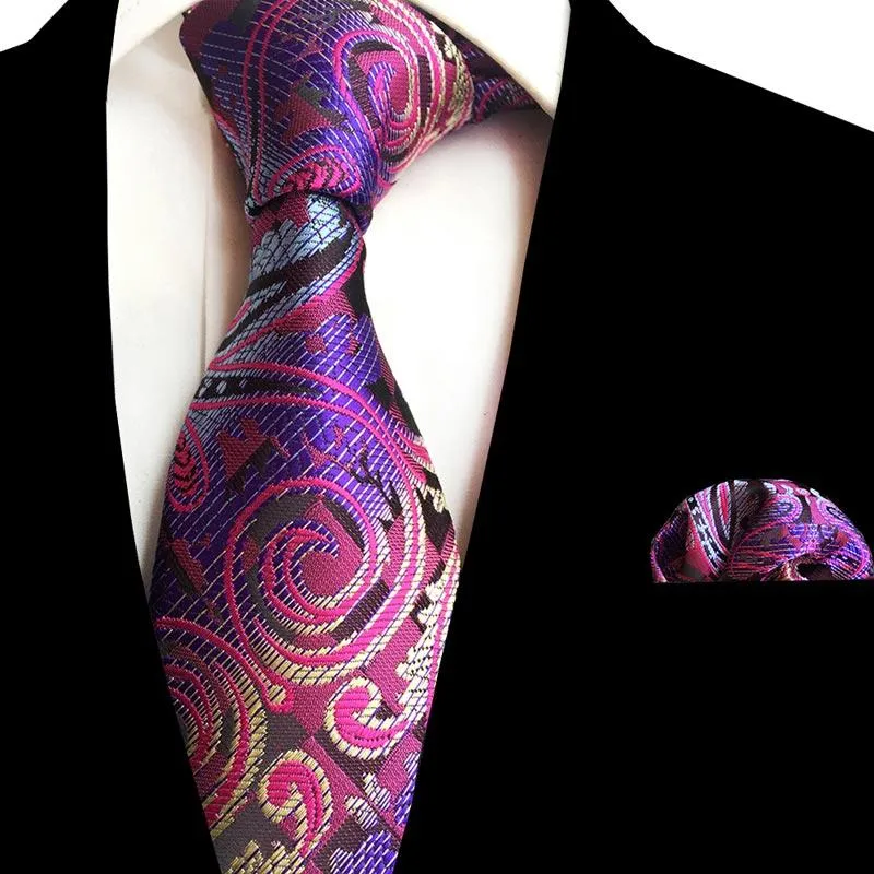 Bow Ties Luxury Classic Men's 8cm Silk Slips Fick Square Tie Set Floral slipsar Handduk Lot för kostym Business Wedding Partybow