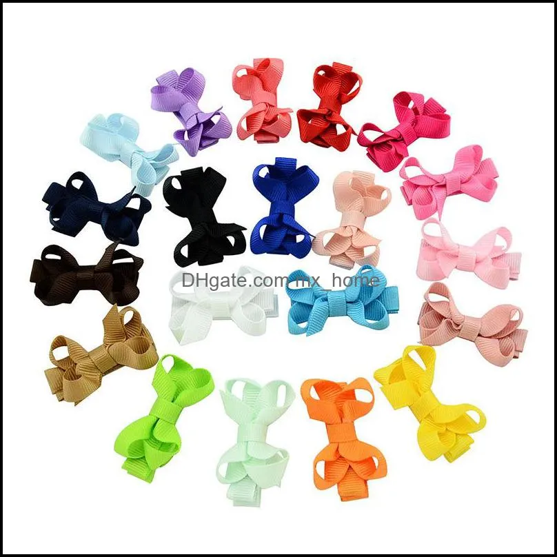 2 inch kids hair accessories baby bow hairpins small mini grosgrain ribbon bows hairgrips children girls solid hairclips 20 colors c42