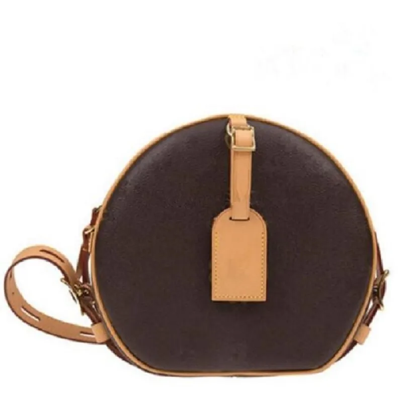 Boite Chapeau Souple: Genuine Leather Round Shoulder hand bags with Zipper,  Designer Crossbody Purse for Women