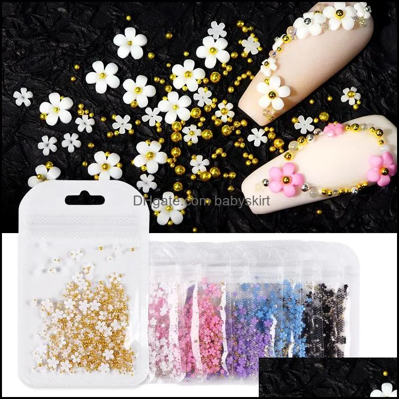 2g/Bag 3D Pink Flower Nail Art Jewelry Mixed Size Steel Ball Supplies For Professional Accessories DIY Manicure Design