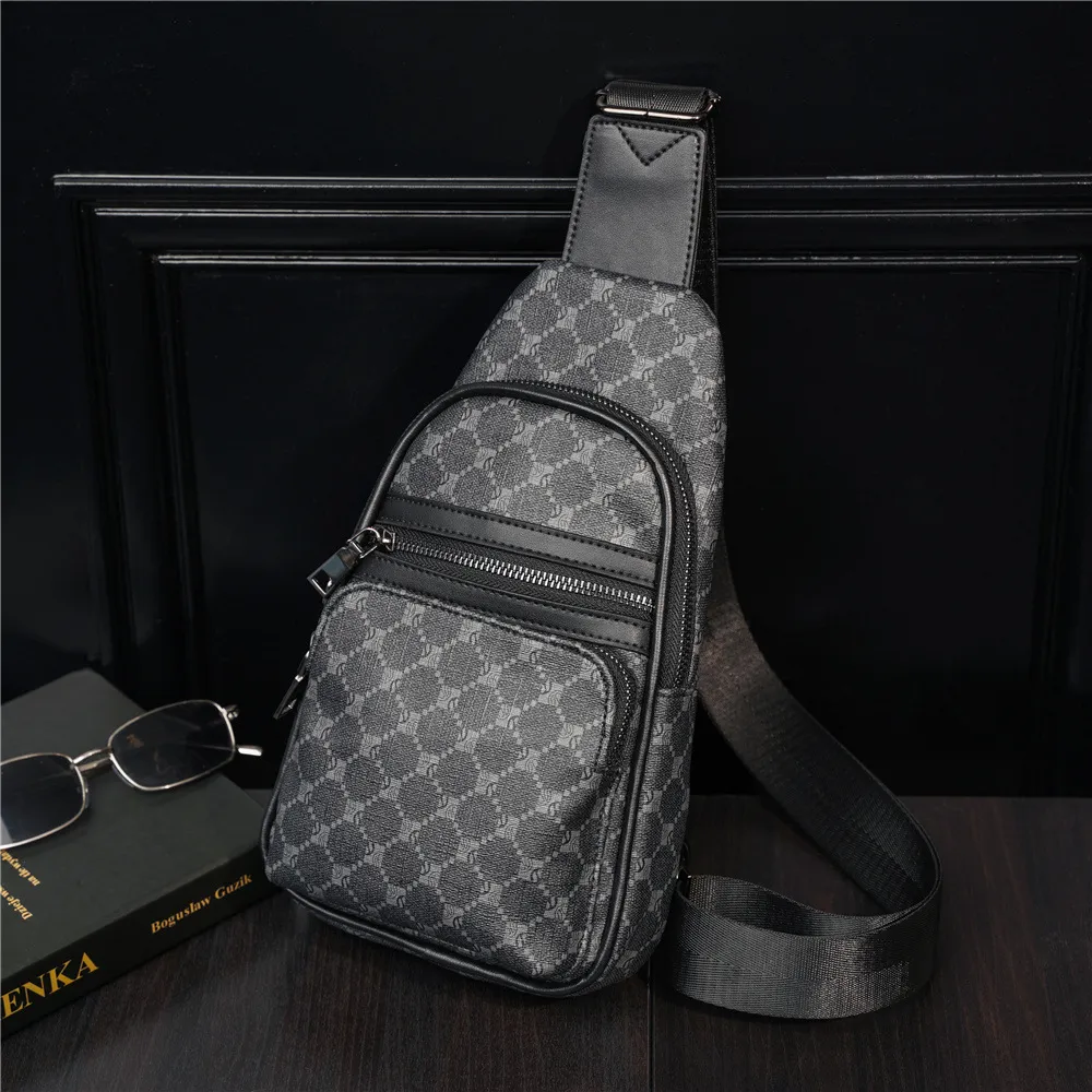 Fashion Man Messenger Bags Plaid Men Bags Shoulder Crossbody PU Leather Sling Bag For Male Black Single Women Backpack for girls b293u