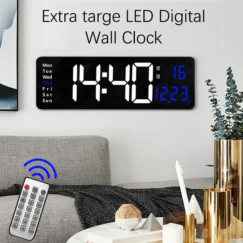 Wall Clocks Large Digital Clock Remote Control Temp Date Week Display