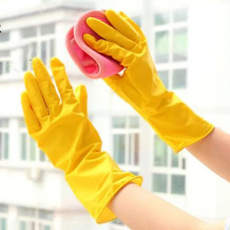 Cleaning Gloves Daily Skin Care Latex Housework Non-slip Clean Laundry Dishwashing Glove Solid Color XG0083