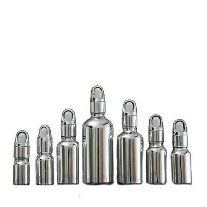 Lege verpakking glazen fles zilveren kraag bloemmand witte kop etherische oliedruppel flesitier flesje draagbare cosmetische container 5 ml 10 ml 15 ml 20 ml 30 ml 50 ml 100 ml