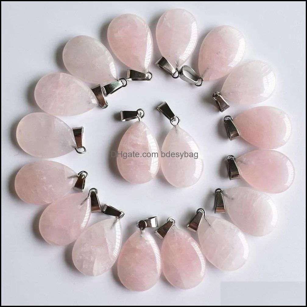 Wholesale 50 Stacks lot 2020 TrendyNatural Stone Water Drop Shape Hangers Beds For Chains Make