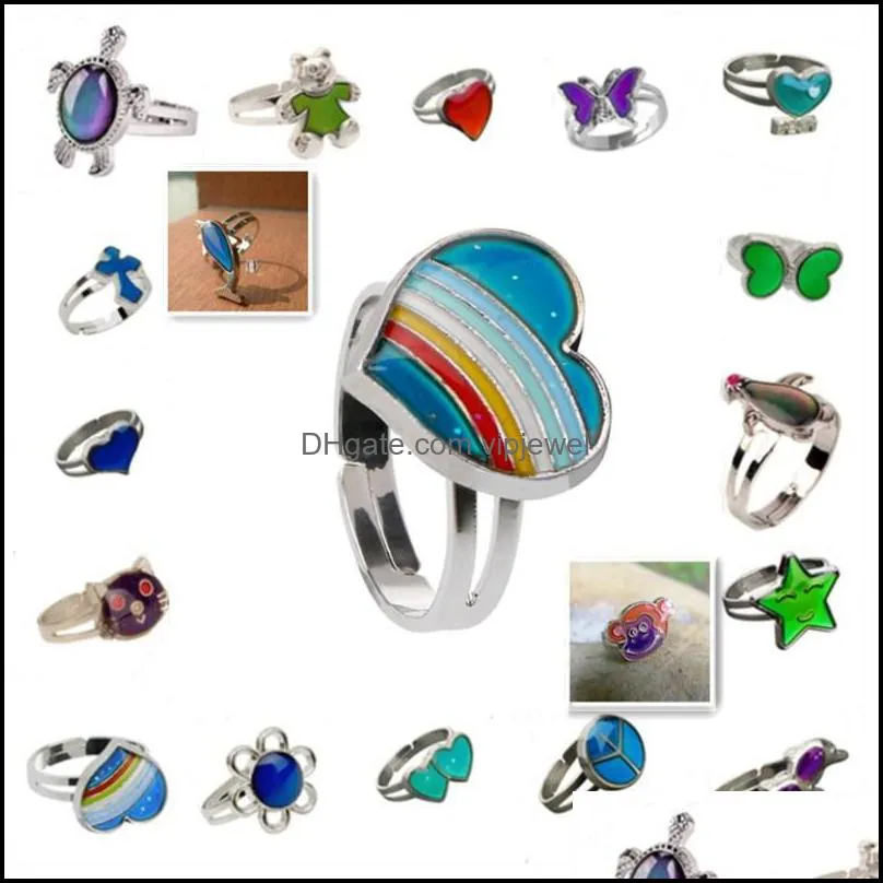 butterfly mood ring color change adjustable emotion feeling changeable temperature ring jewelry for kids birthday wholesale vipjewel