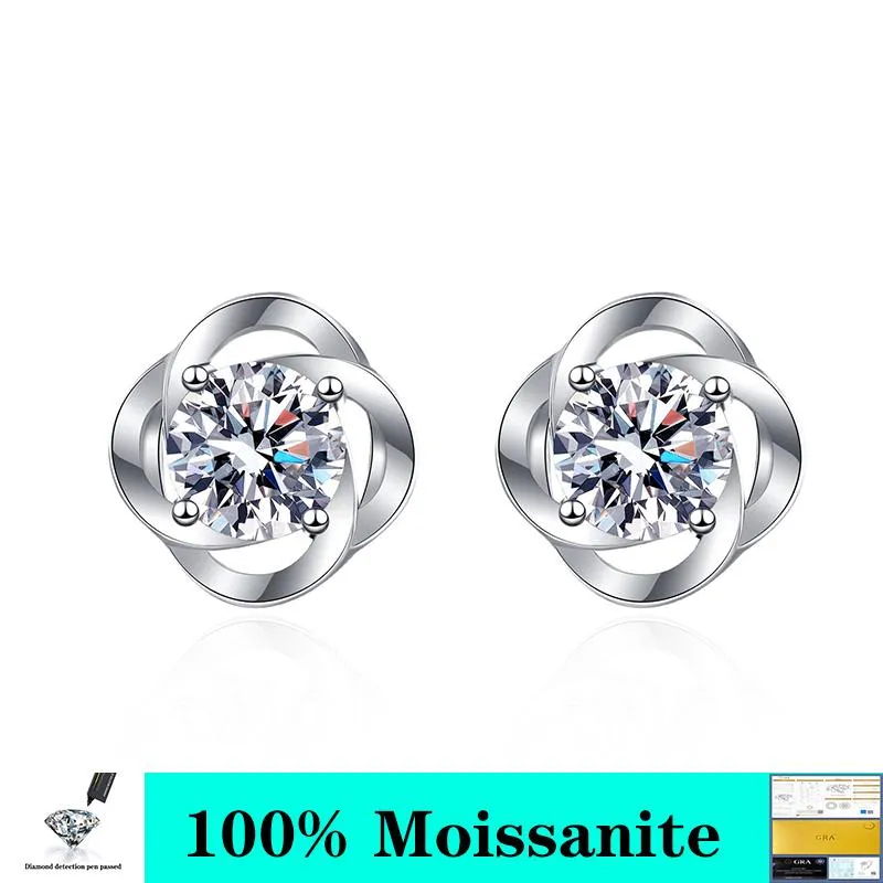 Orecchini a bottone Moissanite 0,3ct 0,5ct Carati D VVS Oro bianco 18 carati Anniversario di matrimonio 925 Sterling Silver Donna GiftStud