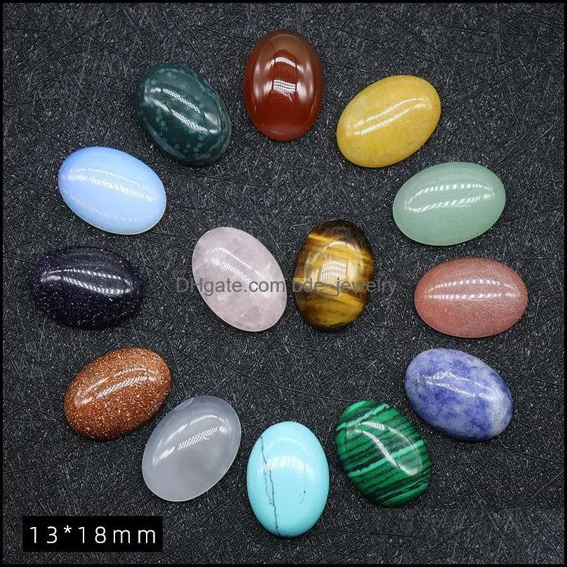 13*18mm flat back assorted loose stone oval cab cabochons beads for jewelry making healing crystal wholesale