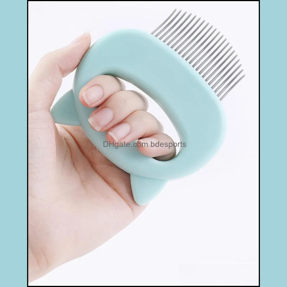 Pet Massage Brush Removal Comb Shell Shaped Handle Grooming Massages Tool Remove Loose Hairs for Cats Pets Cleaning Supplies 243 N2