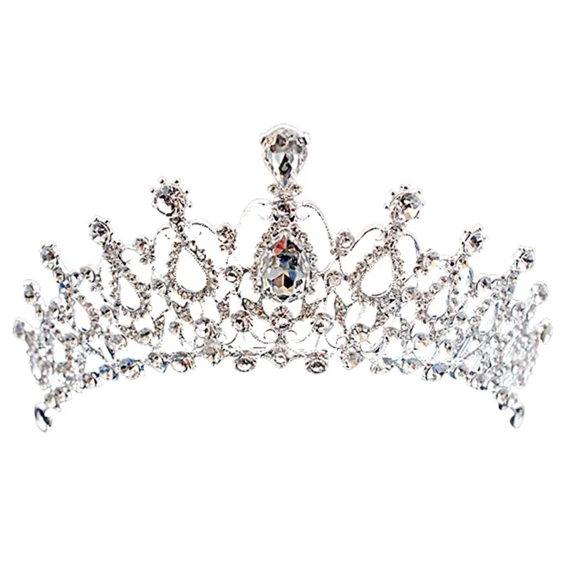 Lyxig brudkrona men högkvalitativa glittrande pärlstavskristaller Royal Wedding Crowns Crystal Veil Headband Hair Tillbehör Party CPA790 W220323