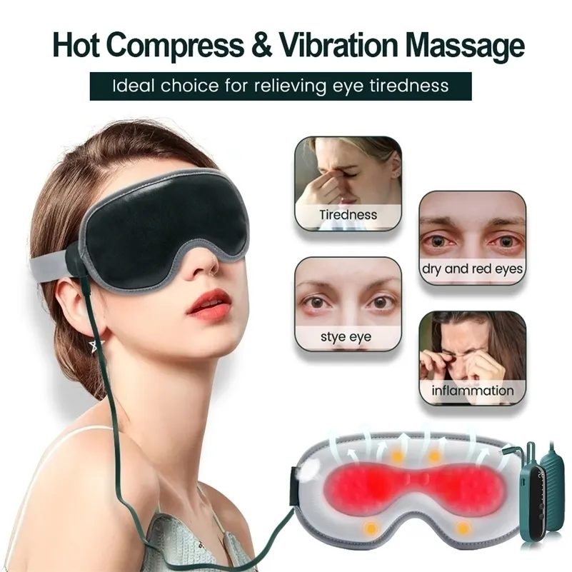 3D Heated Electric Portable Massager Blindfold USB Sleeping Mask Dry s Blepharitis Fatigue Relief Eye Protection 220630